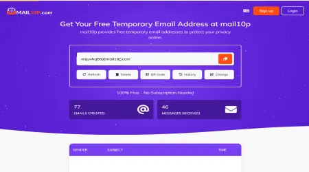 Mail10p.com: Dịch vụ nhận email tạm thời miễn phí trong 10 phút